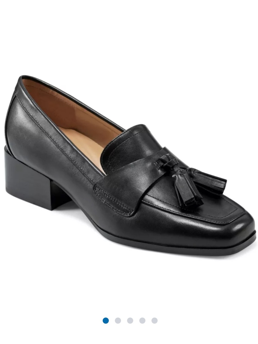 Easy Spirit Black Leather Tassel Slip-On Loafers - Picture 2 of 3